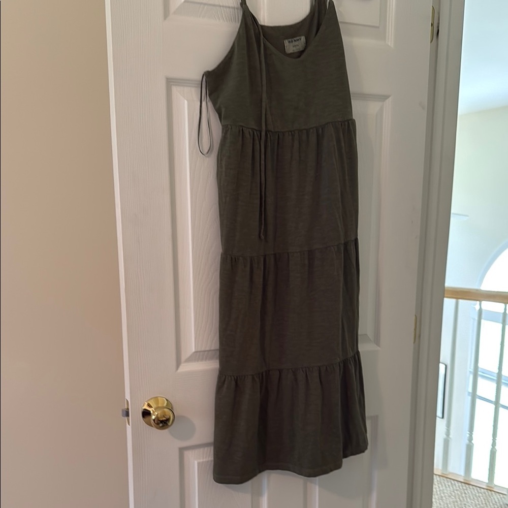 Sleeveless Tiered Olive Dress